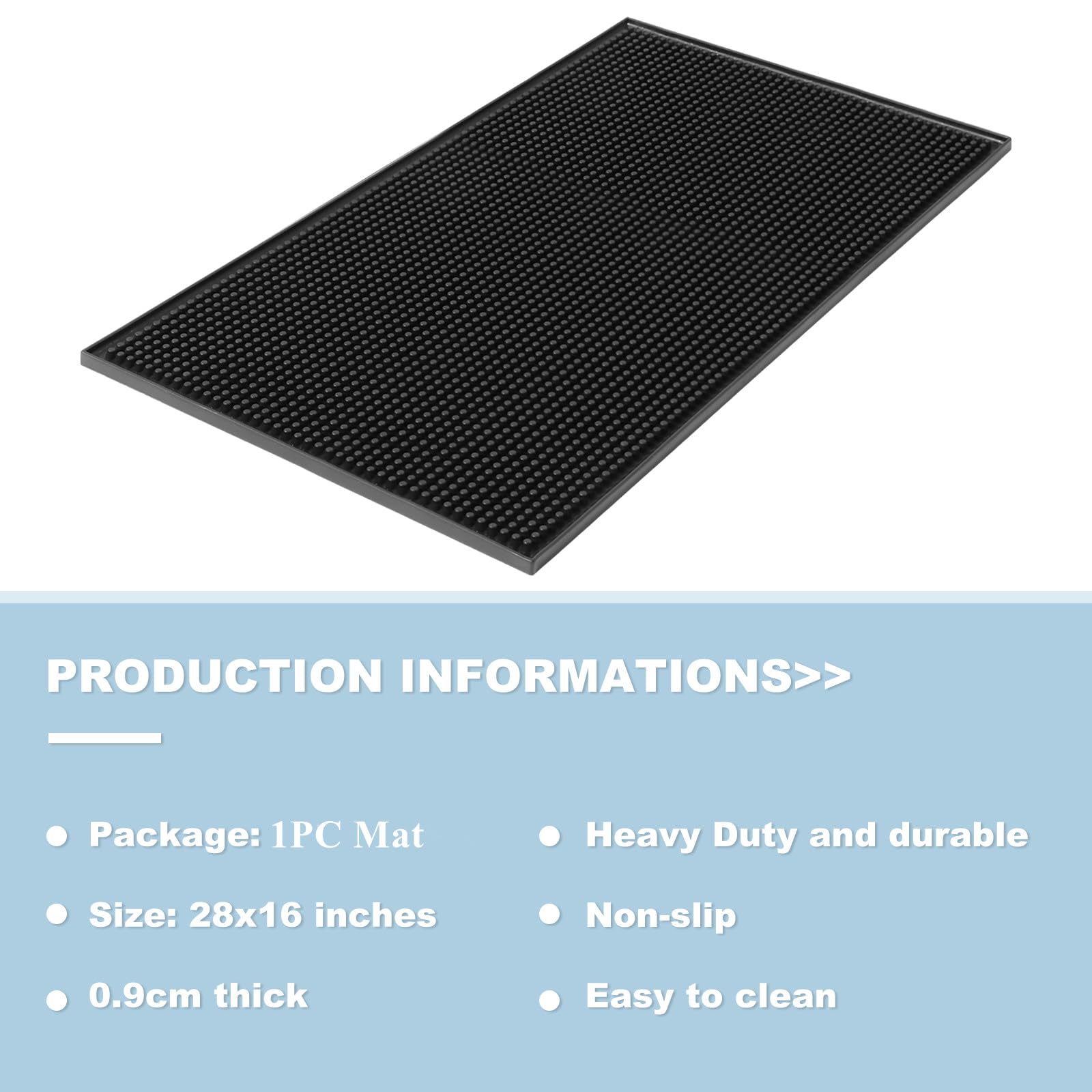 Extra Large (28 Inch By 16 Inch) Thick Rubber Service Bar Mat For Home Kitchen Counter Mat, Bartender Bar Mat, Dish Drying Mat,