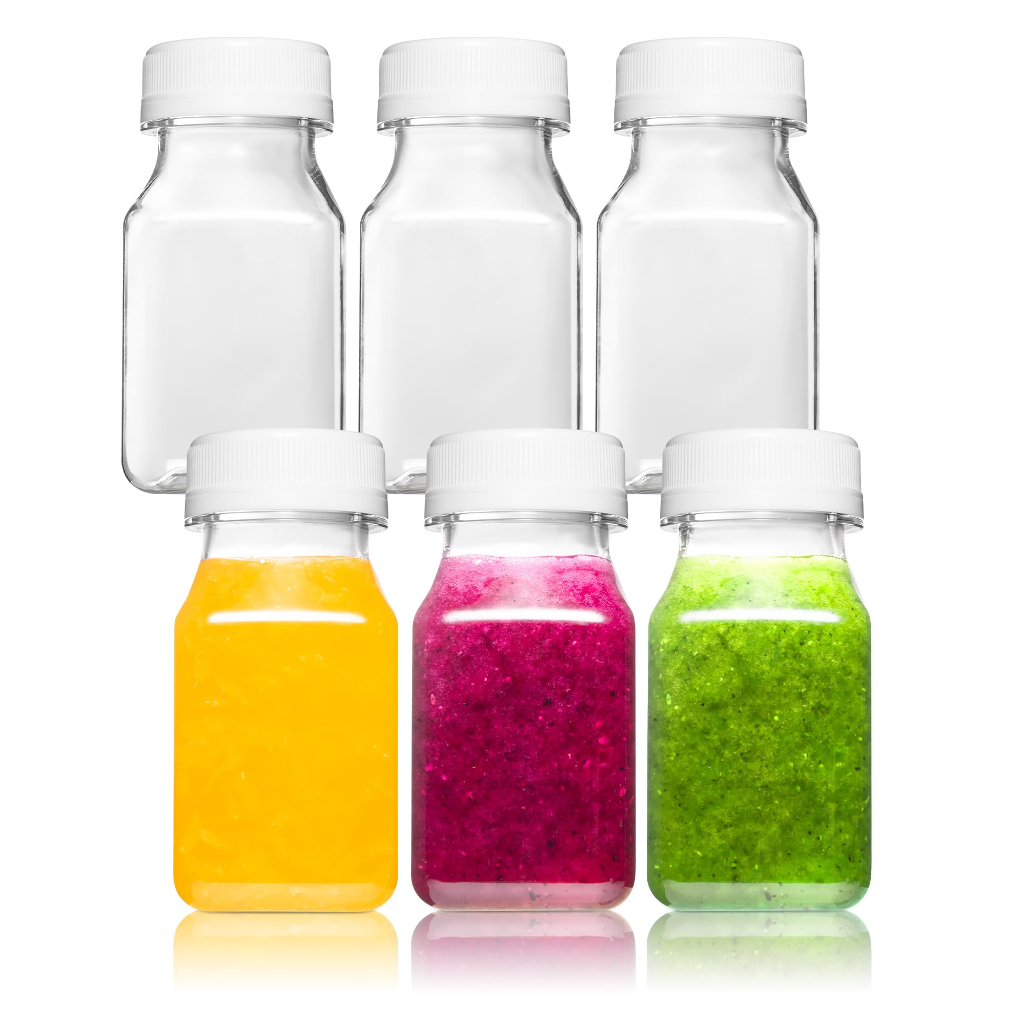 Norcalway 6Pcs 4Oz Small Plastic Bottles For Liquids - Ginger Shot Bottles With Lids, Wellness Juice Shot - Freezer Safe, Leak P