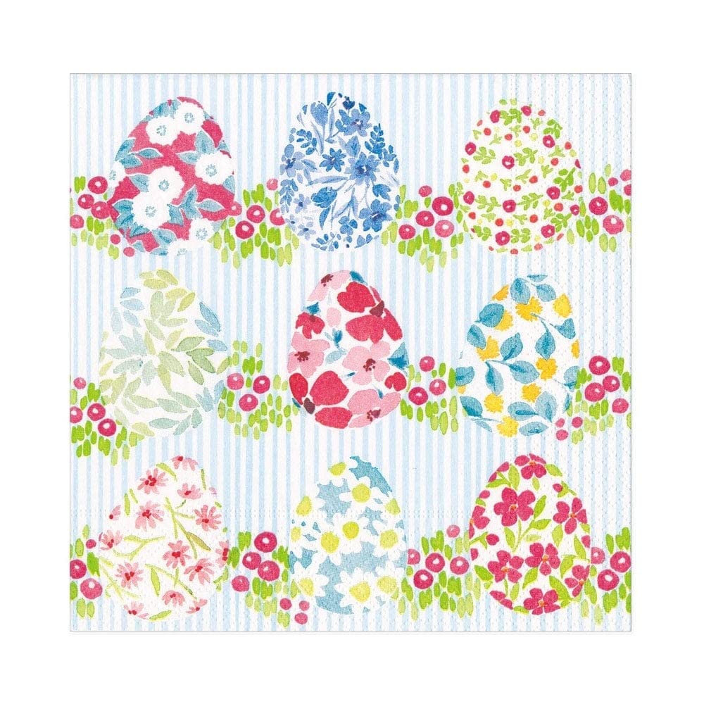 Caspari Floral Easter Eggs Paper Luncheon Napkins, Two Packs Of 20