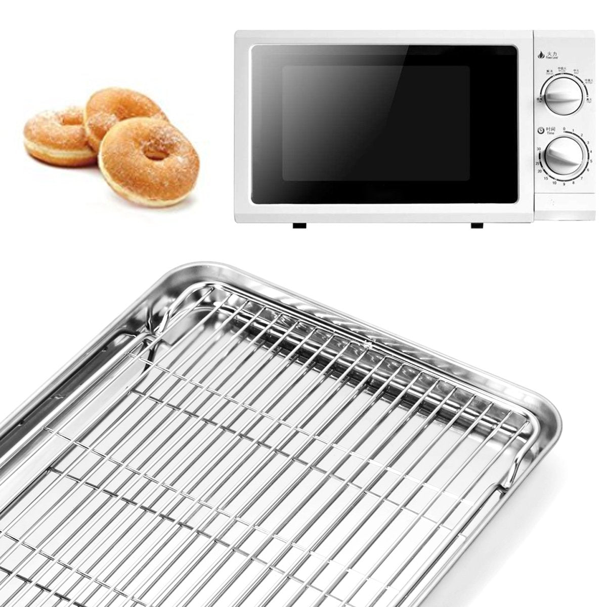 Bastwe Baking Sheet And Cooling Rack Set, Stainless Steel Commercial Grade Cookie Sheet And Rack Set, 12.5 X 10 X 1 Inch, Health