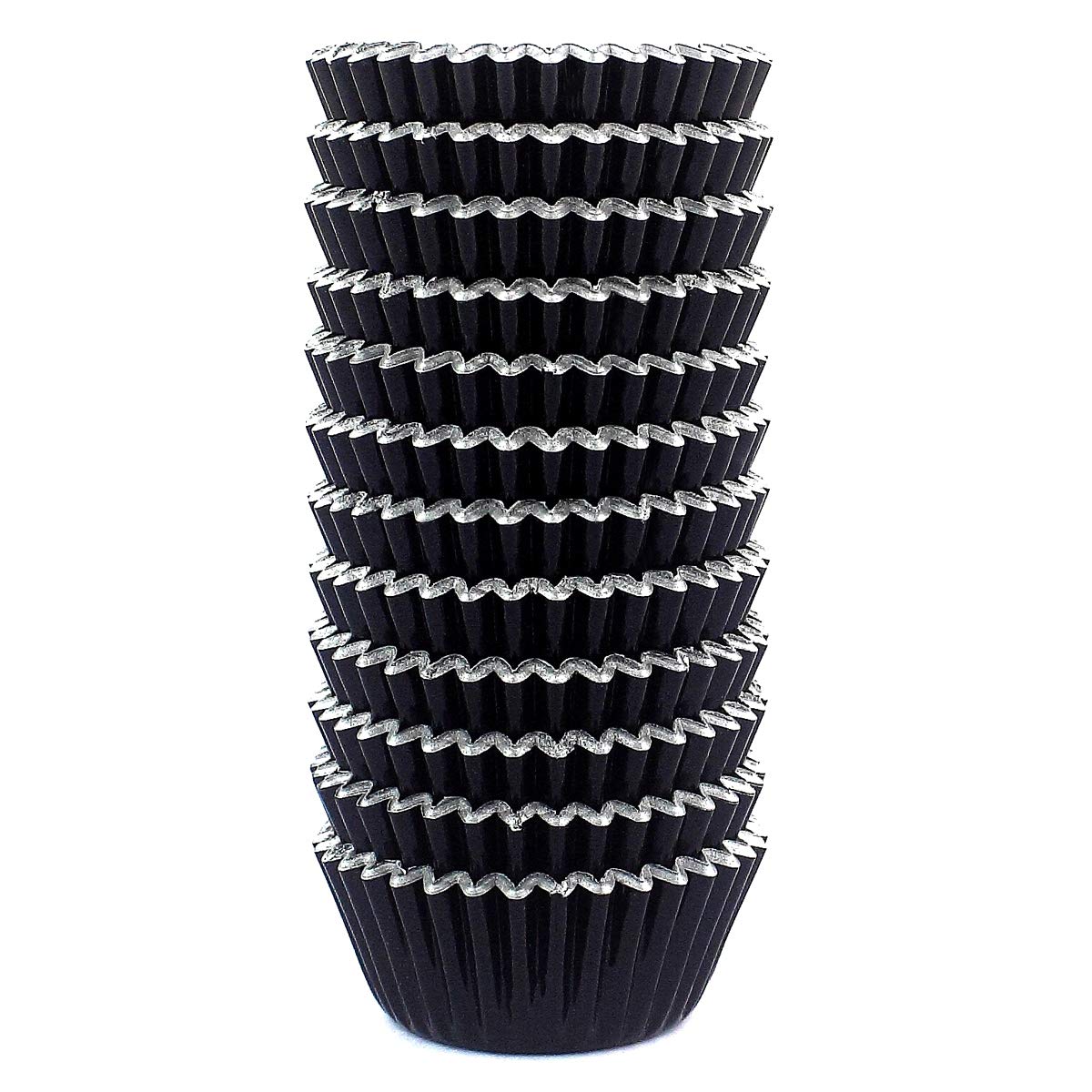 Eoonfirst Mini Foil Metallic Cupcake Liners Muffin Paper Baking Cups 300 Pcs (Black)