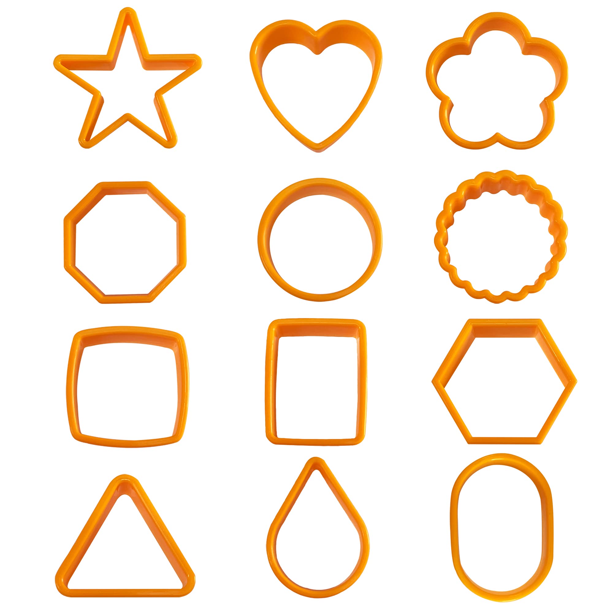12Pcs Color Plastic Cookie Cutters Heart Star Triangle For Vegetable Fruit Cutters