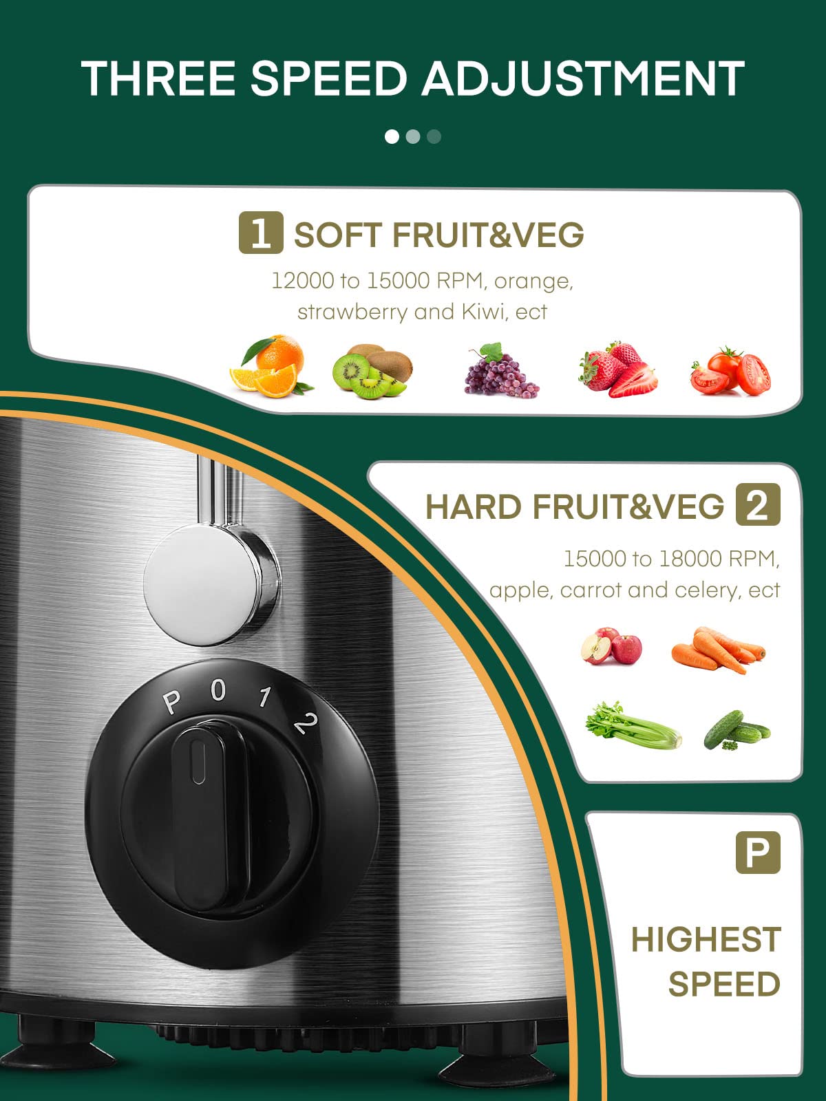 Juicer Machines  HOUSNAT Juicer Whole Fruit and Vegetables with 3-Speed Setting  Upgraded Version 400 W Motor Quick Juicing  Cleaning Brush and Juicing Recipe Included