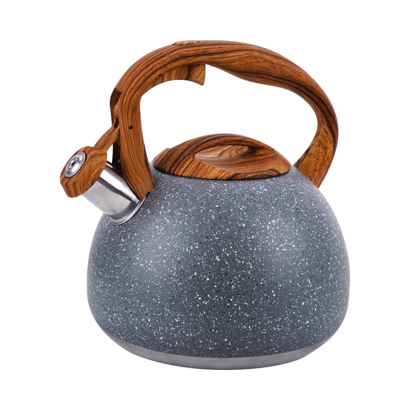 Foedo Tea Kettle, 3.2 Quart Whistling Tea Kettle Stovetop, Tea Pots for Stove Top Food Grade Stainless Steel with Wood Pattern H