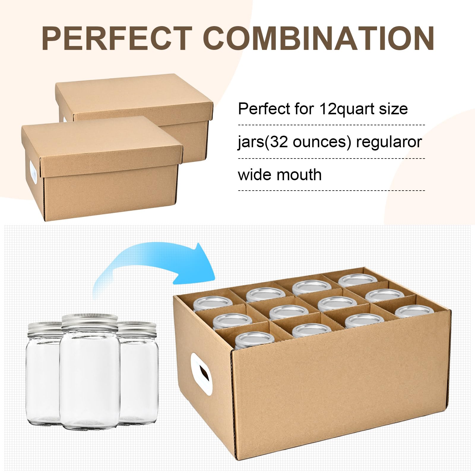 Ppxhfv 3 Pcs Canning Jar Storage Boxes,Fits 32 Oz Jars Regular Or Wide Mouth Canning Jar Storage,12 Cells Mason Jar Storage Boxe