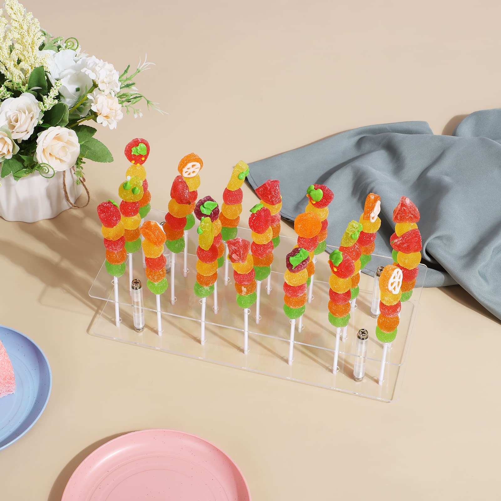 Cake Pop Stand, 21 Holes Lollipop Display Stand, Acrylic Clear Cake Pop Display Holder, Cakepopsical Stand For Weddings, Baby Sh