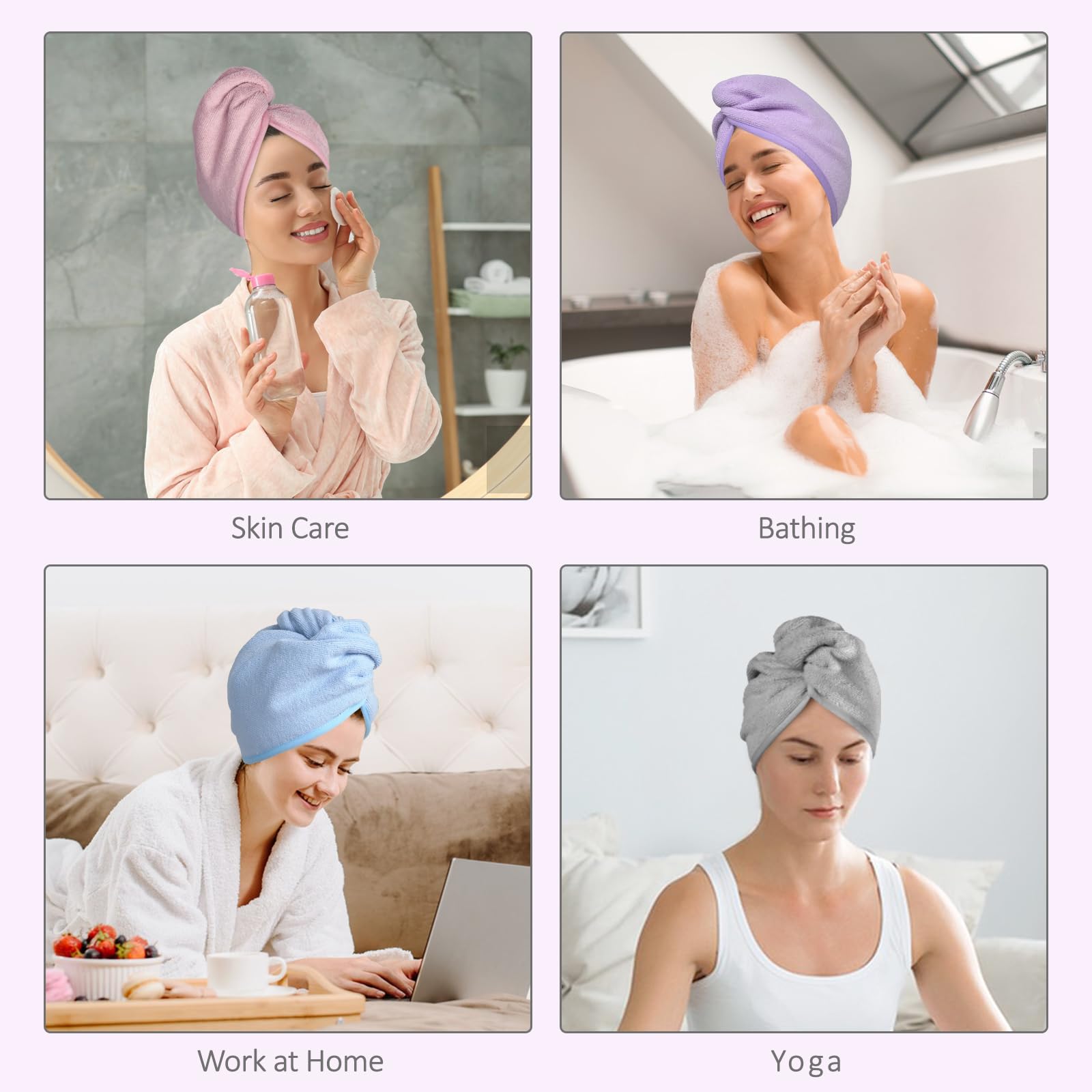 YoulerTex Microfiber Hair Towels Wrap Women: 5 Packs Hair Turban Towel Set Curly Hair Products for Hair Care - Hair Drying Towel