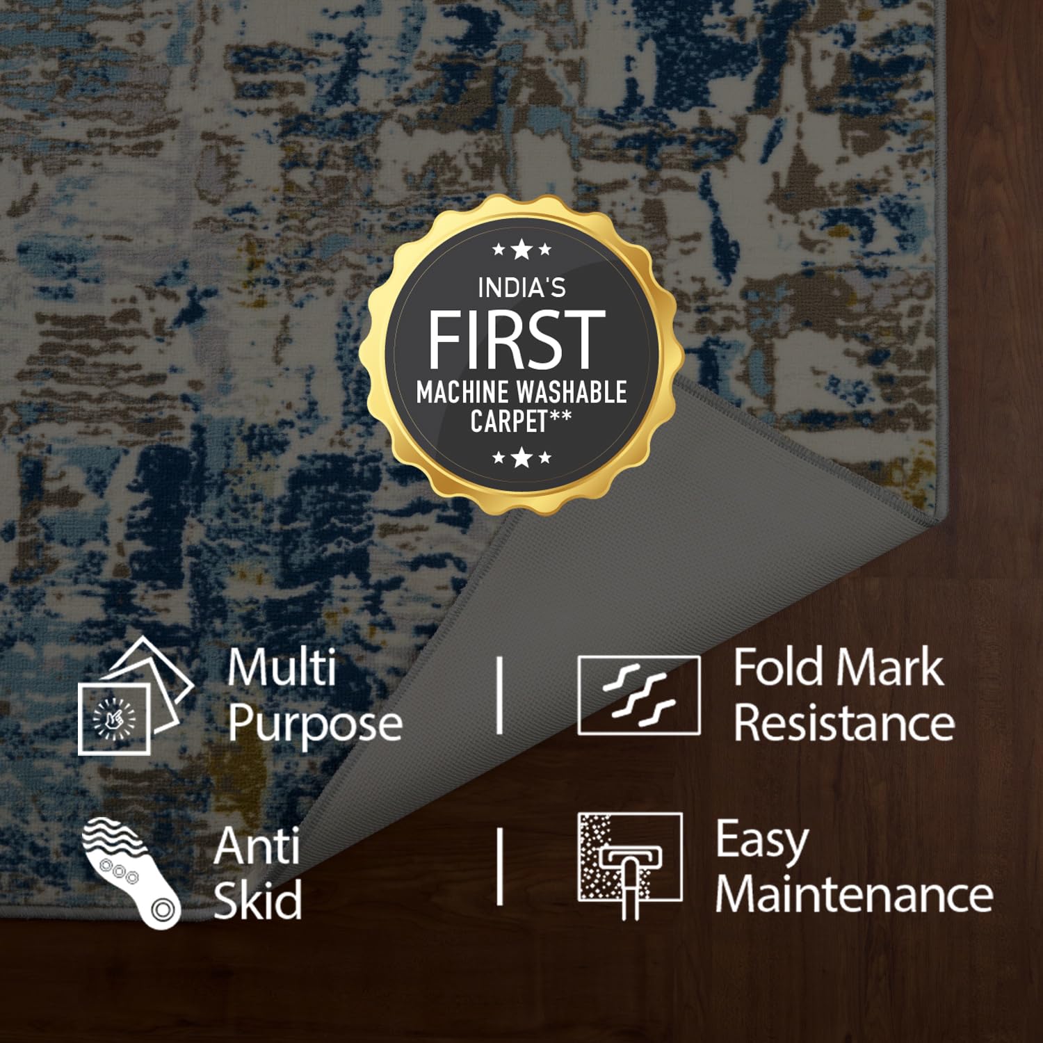 Welspun Wonder-Full Polyster Carpet-Blue