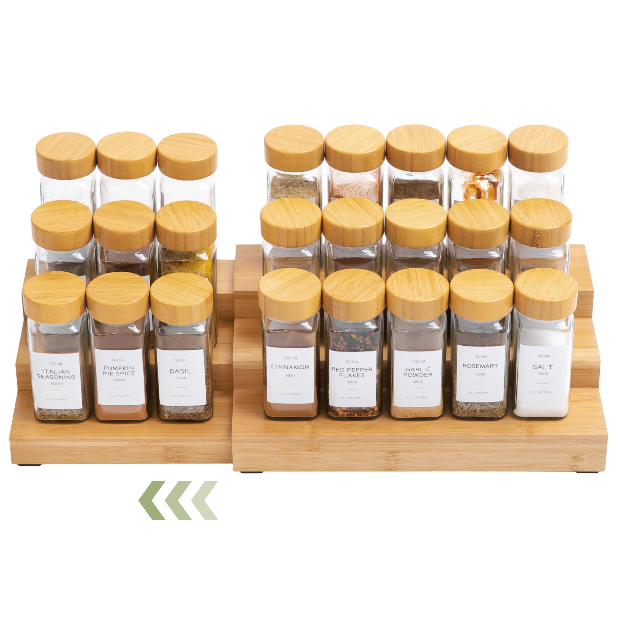 KitchenEdge 3Tier Expandable Spice Rack Organizer, Bamboo
