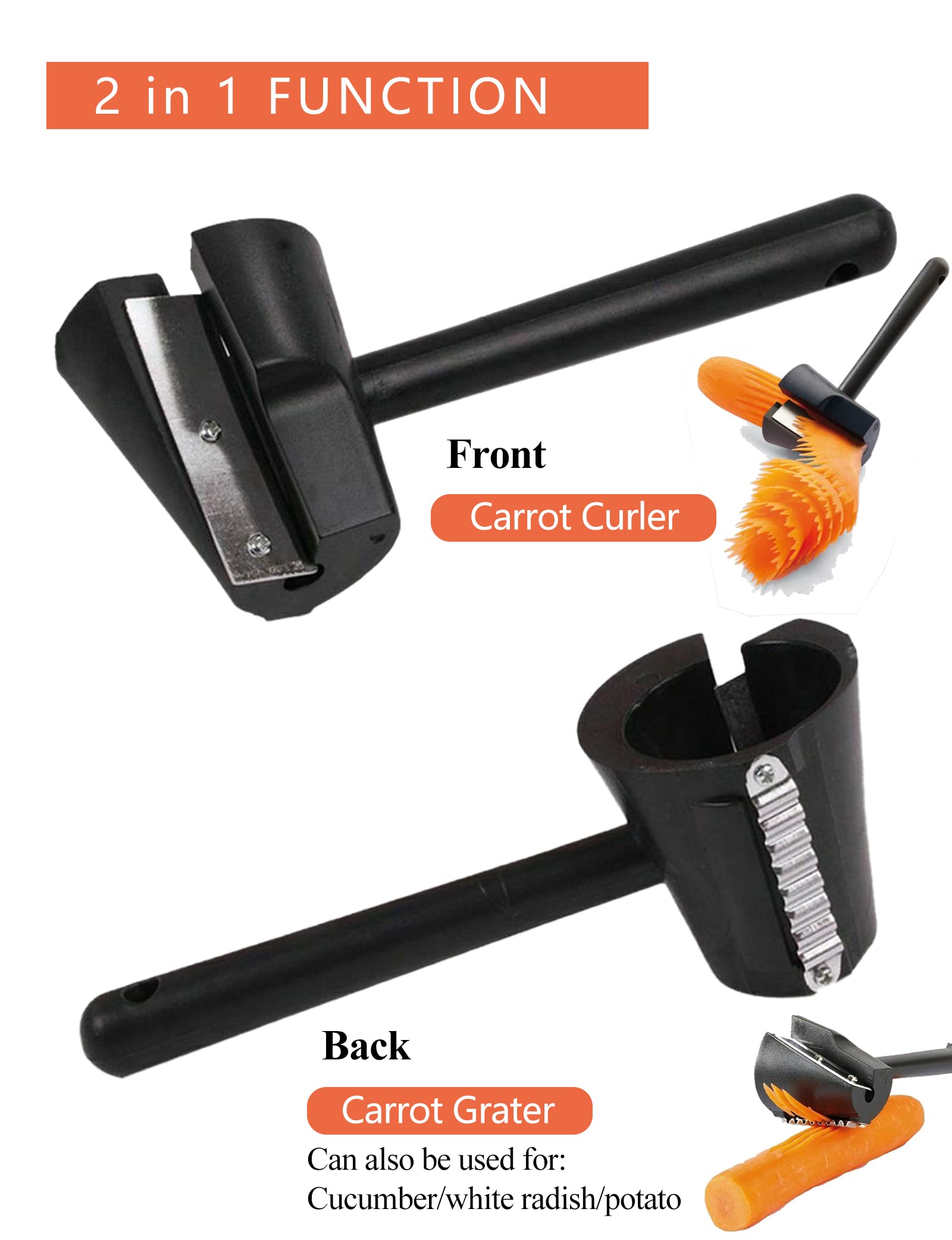 Carrot Curler And Peeler, Black Carrot Spiral Shred Slicer Root Vegetables Fruits Slicer Sharpener Garnishing Tool (Plastic)