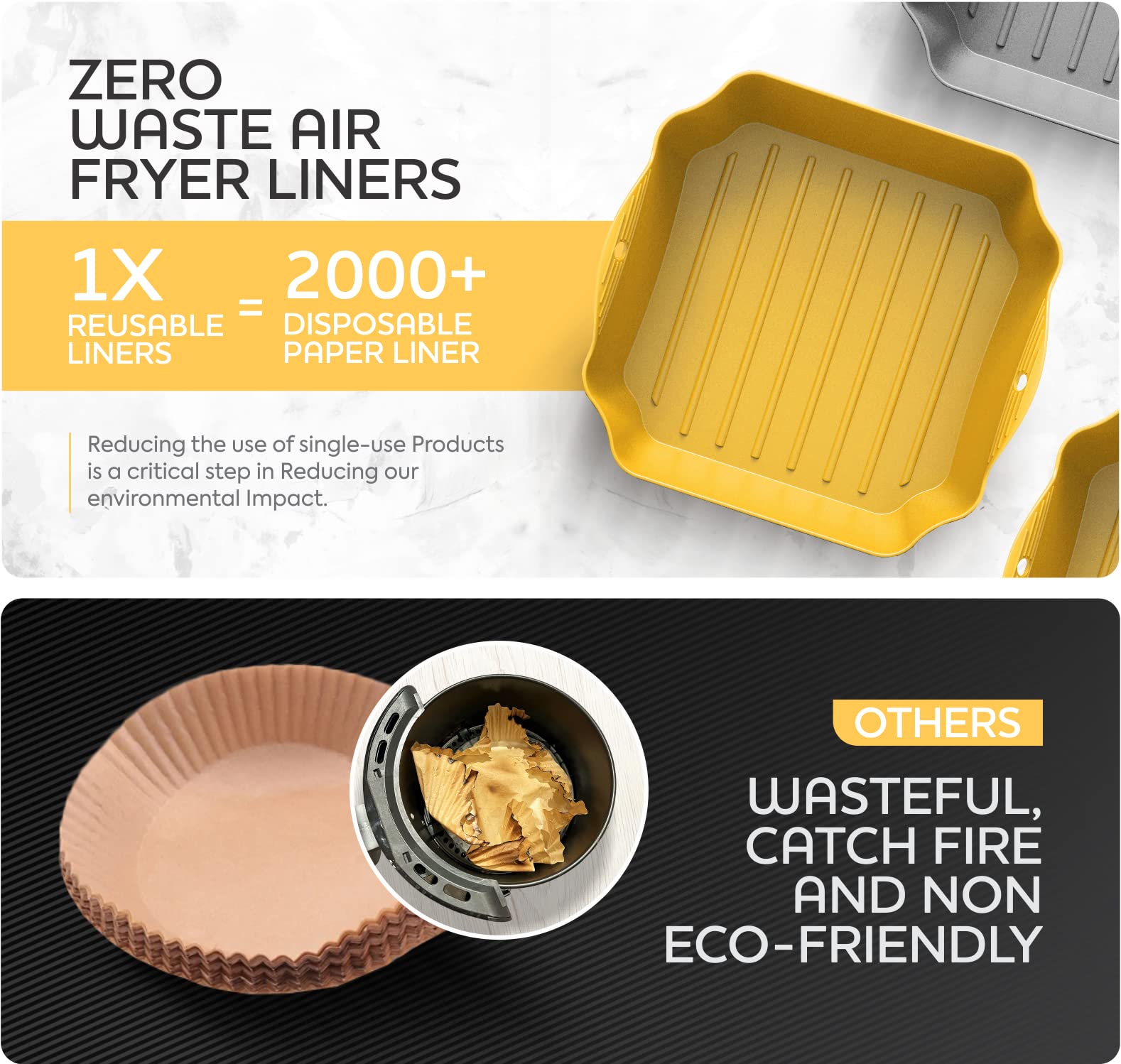 Silicone Air Fryer Liners Set OF 4  Air Fryer Silicone Liners for 3-5QT Air Fryer Tray Baking Oven  7.5 Reusable Square Air Fryer Liners with Handles & Holes  Air Fryer Inserts  Air Fryer Accessories