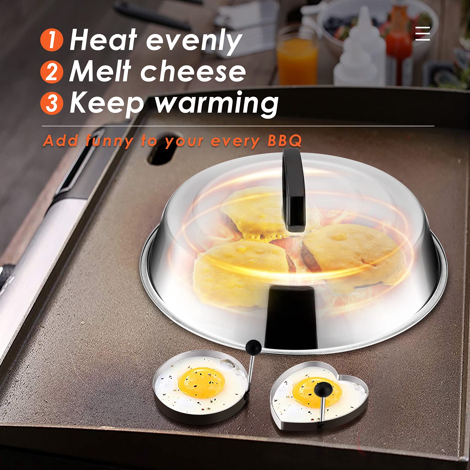 Hasteel Griddle Accessories Set, Stainless Steel Griddle Tools Kit Of 10 For Flat Top Teppanyaki Bbq Cooking Camping, 12    Melt
