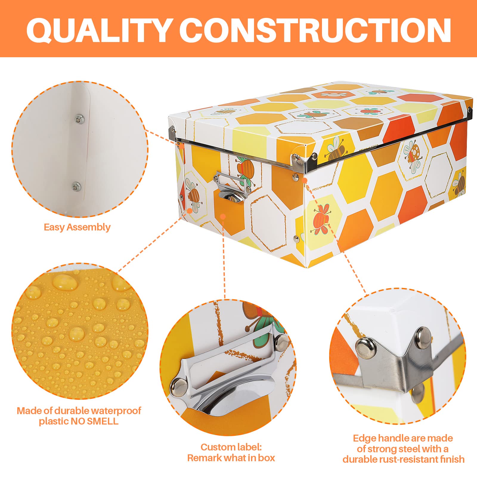 XUCHUN Plastic Decorative Storage Plastic Box with Lids for Toys/Closet Foldable Storage Bins  3 Pack/Set