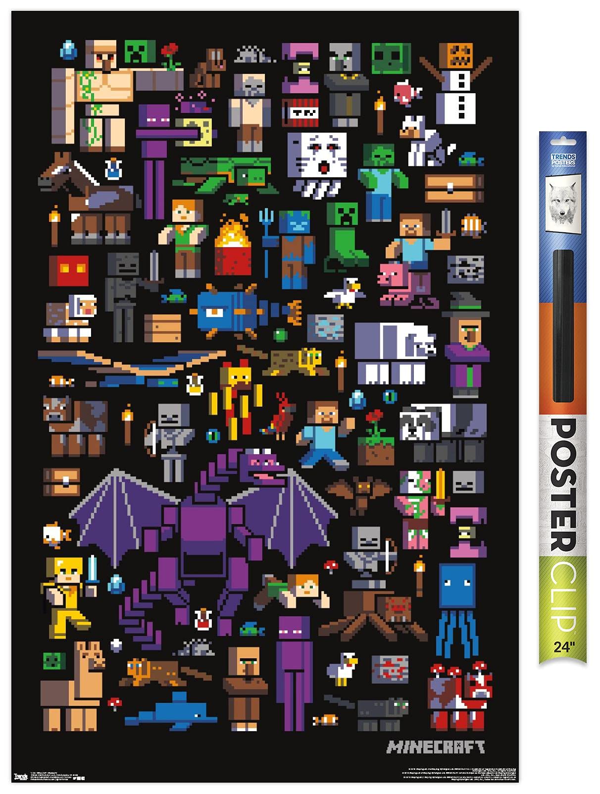Trends International Minecraft - Mobbery Wall Poster, 22.375'' X 34'', Poster & Clip Bundle