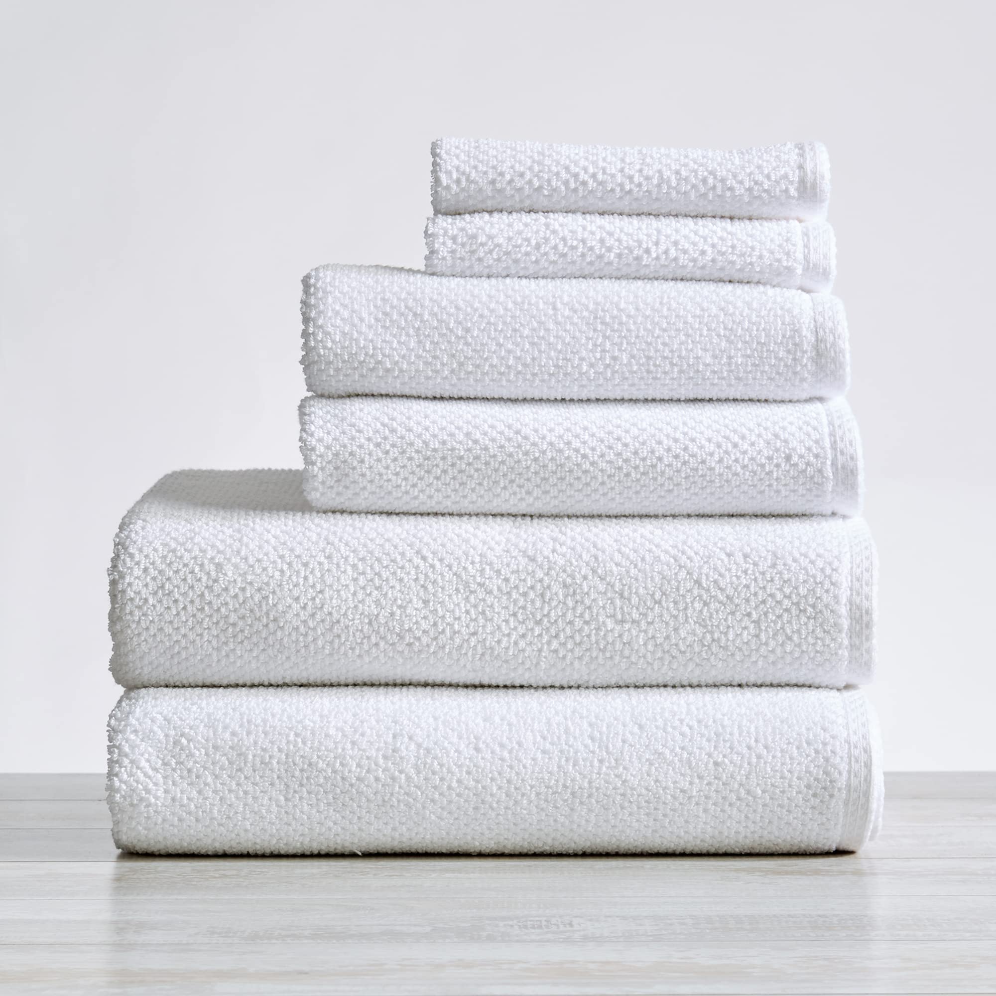 Great Bay Home 100% Cotton Bath Towelsluxury 6 Piece Set - 2 Bath Towels, 2 Hand Towels, 2 Washcloths - Quick-Dry, Absorbent Tex