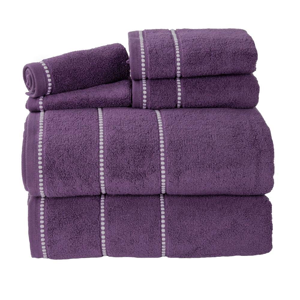 Lavish Home 6Pc Towel Set - Cotton Bathroom Accessories With 2 Bath Towels, 2 Hand Towels, And 2 Wash Cloths - Quick Dry Towels