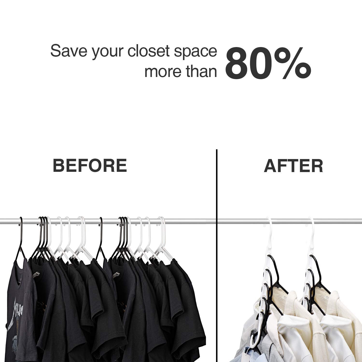 House Day Closet Organizers And Storage, Space Saving Hangers White, Closet Organizer Space Saver 80%, Sturdy Plastic Magic Hang
