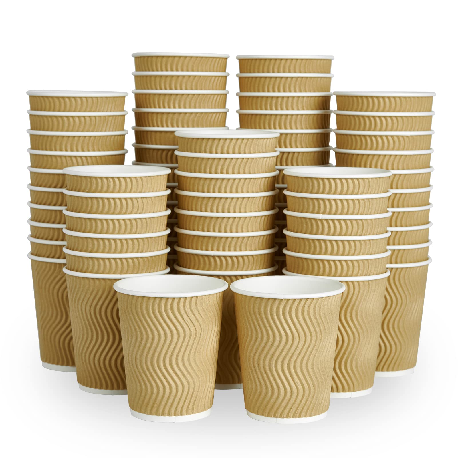 Dailypack 8 Oz Coffee Cups, 120 Count Insulated Ripple Wall Paper Hot Coffee Cups, Disposable Coffee Cups For Hot Drinks
