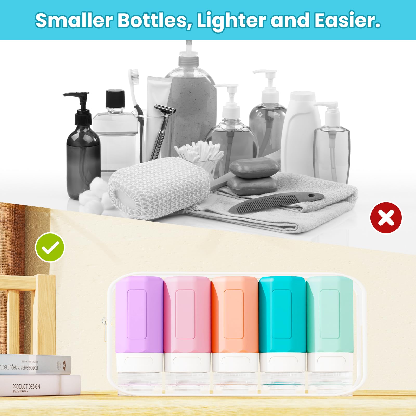 Ruinovate Travel Bottles For Toiletries, 2Oz Size Tsa Travel Containers For Toiletries Leak Proof Refillable Squeezable Silicone