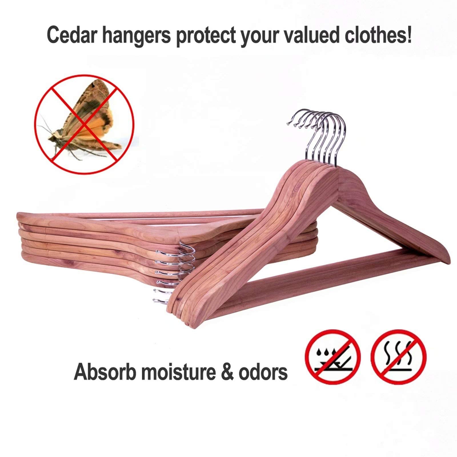 Elong Home American Red Cedar Hangers 20 Pack, Wooden Suit Hangers With 360 Swivel Hook, Smooth Surface Slim Cedar Wood Coat Han
