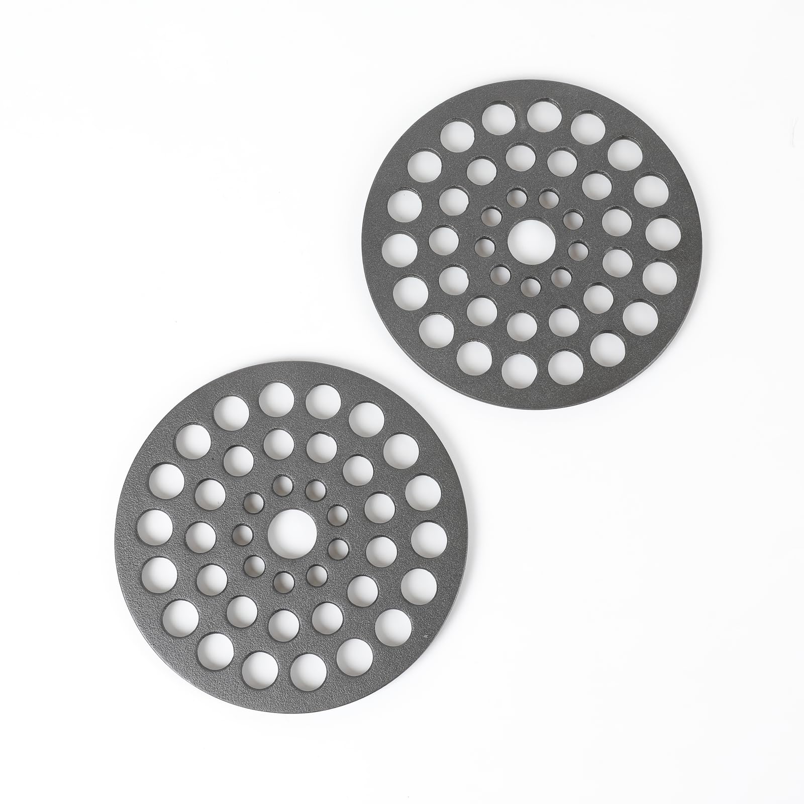 Hawok Cast Iron Round Meat Rack/Trivet Set Of 2Pc,8 Inch, Black