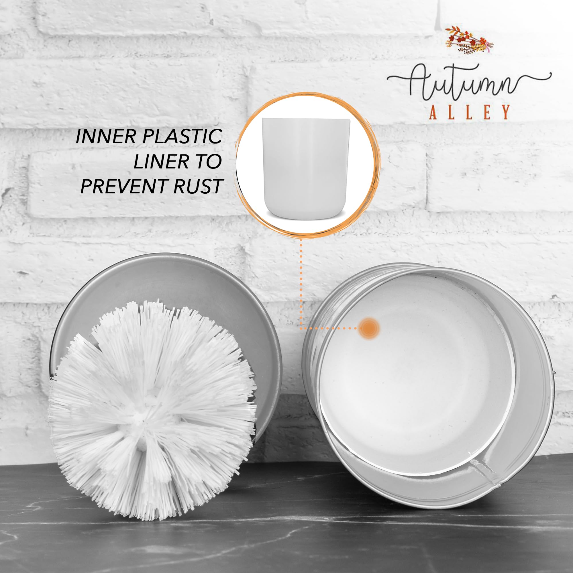 Autumn Alley Rustic Toilet Bowl Brush Set, Galvanized Metal Holder, Gray, TBR002