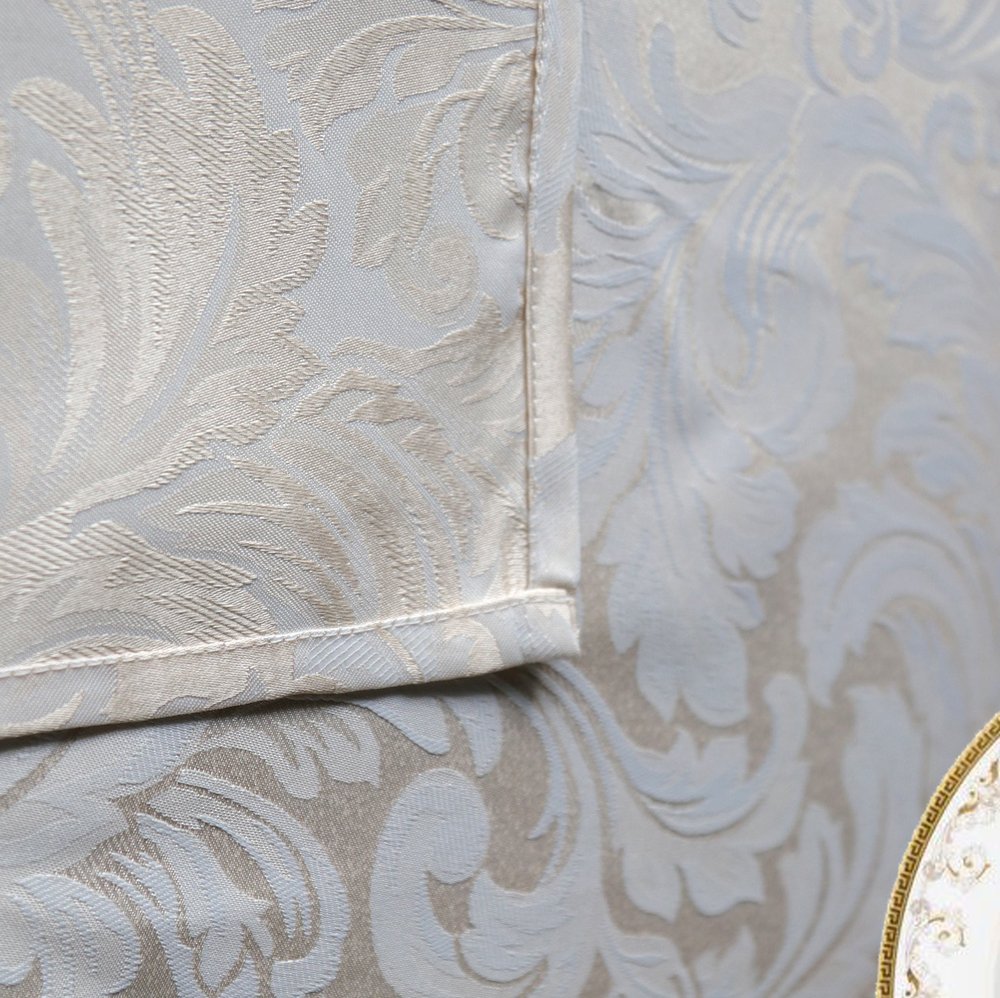 Tektrum Heavy Duty 60 X 102 Inch Rectangular Damask Jacquard Tablecloth Table Cover - Waterproof/Spill Proof/Stain Resistant/Wri