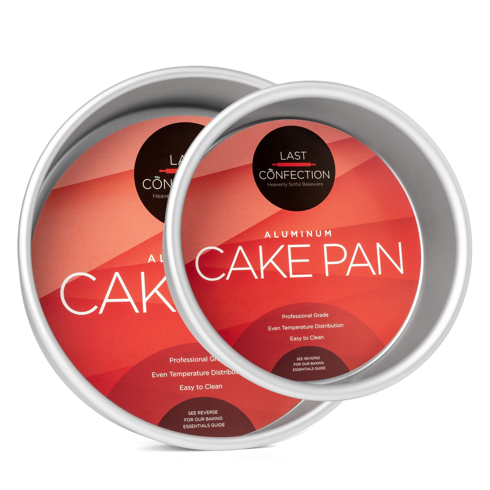 Last Confection 2-Piece Round Cake Pan Set - Includes 6'' And 9'' Aluminum Pans - 2'' Deep
