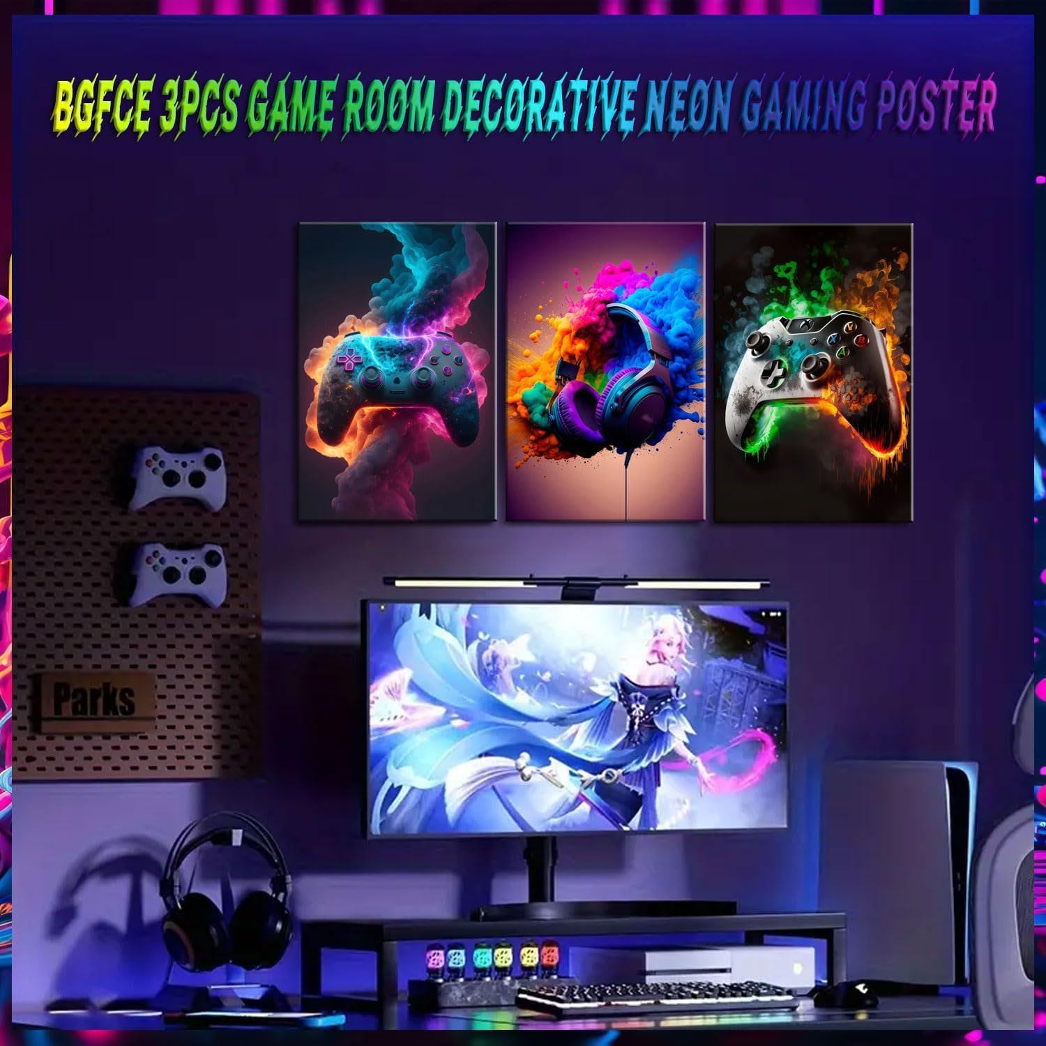 Bgfce Gaming Room Decor Wall Art, Video Gaming Theme Decor Gaming Room Wall Art, Gaming Canvas Posters For Teen Boys Room Unfram
