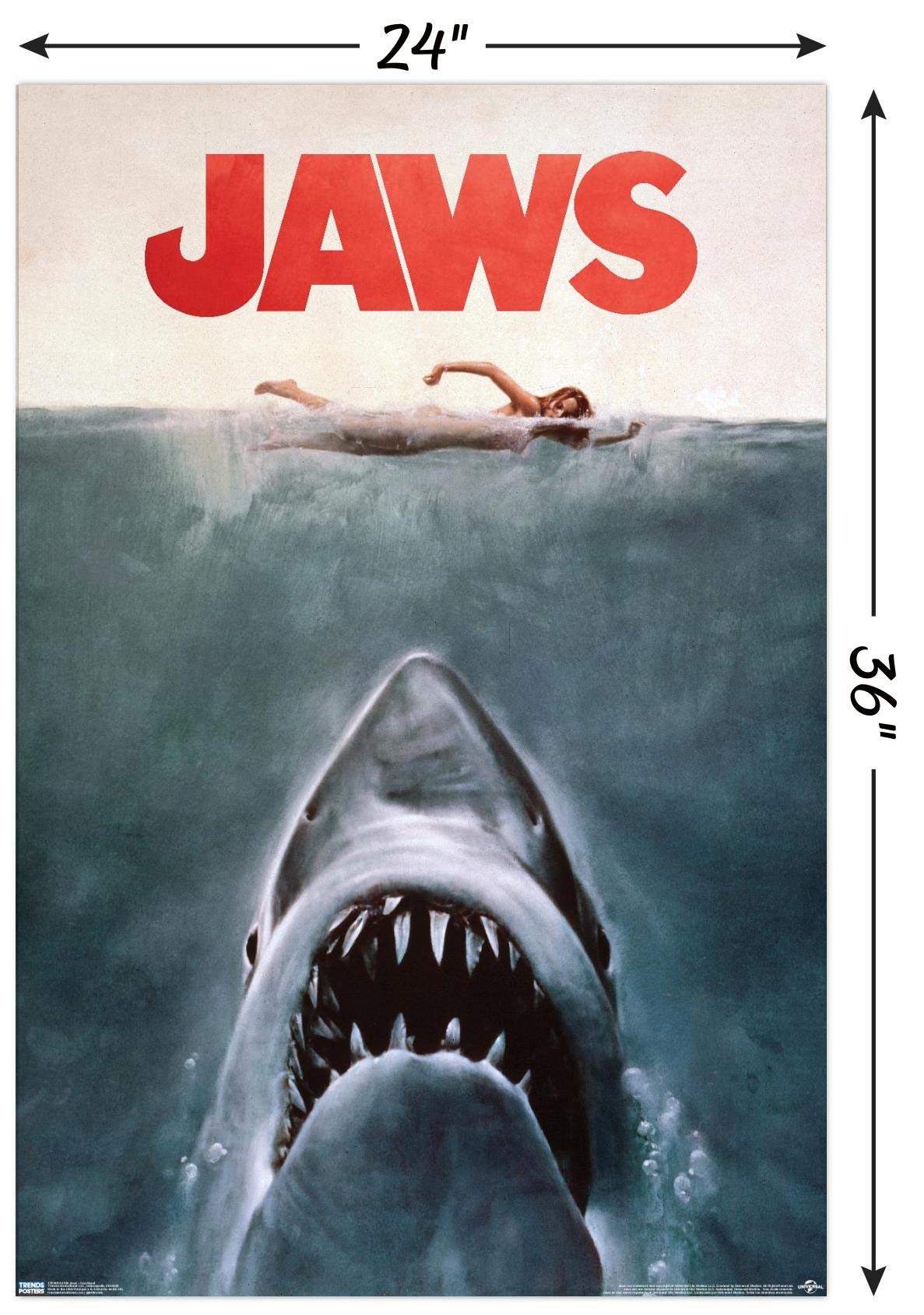 Trends International 24X36 Jaws - One Sheet Wall Poster, 24'' X 36'', Unframed Version