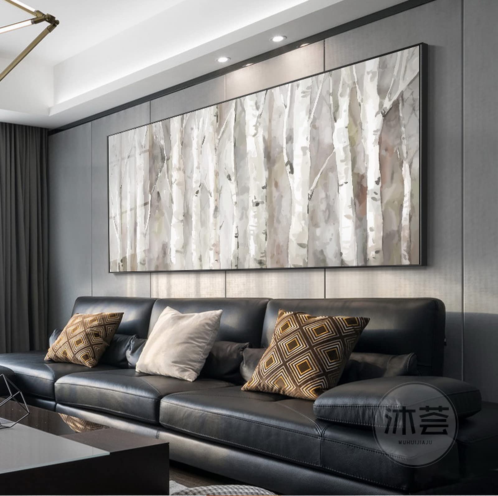 Framed White Birch Trees Wall Art Canvas For Bedroom, Large Landscape Forest Wall Painting For Living Room,Kitchen Office Home D