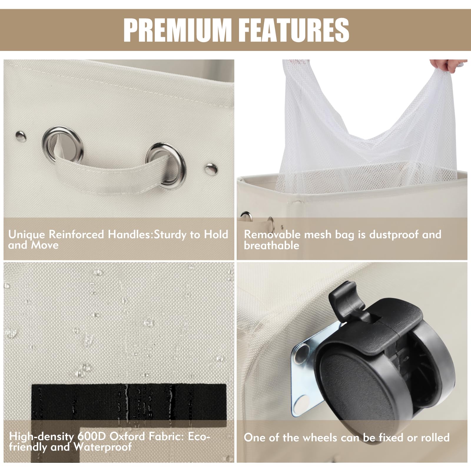 Dokehom 29-Inches Enlarged Slim Laundry Basket With Removable Wash Bag On Wheels, Collapsible Rolling Laundry Hamper, Foldable N