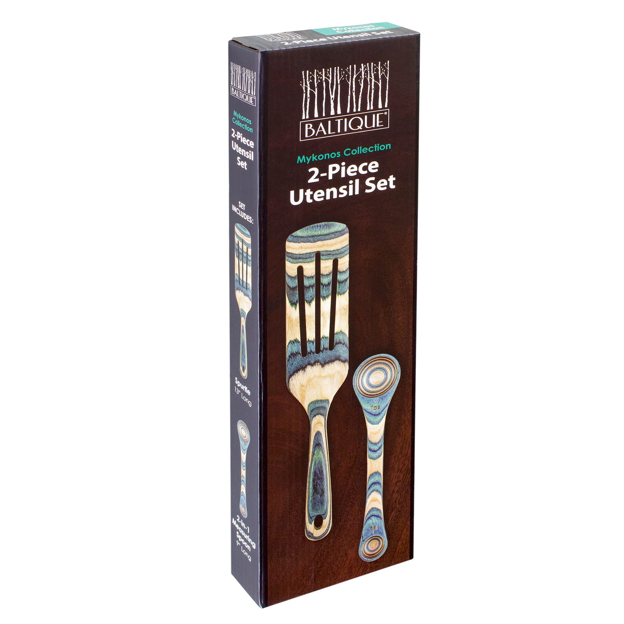 Baltique Mykonos Collection 2 Piece Cooking Utensil Set, Spurtle & Measuring Spoon