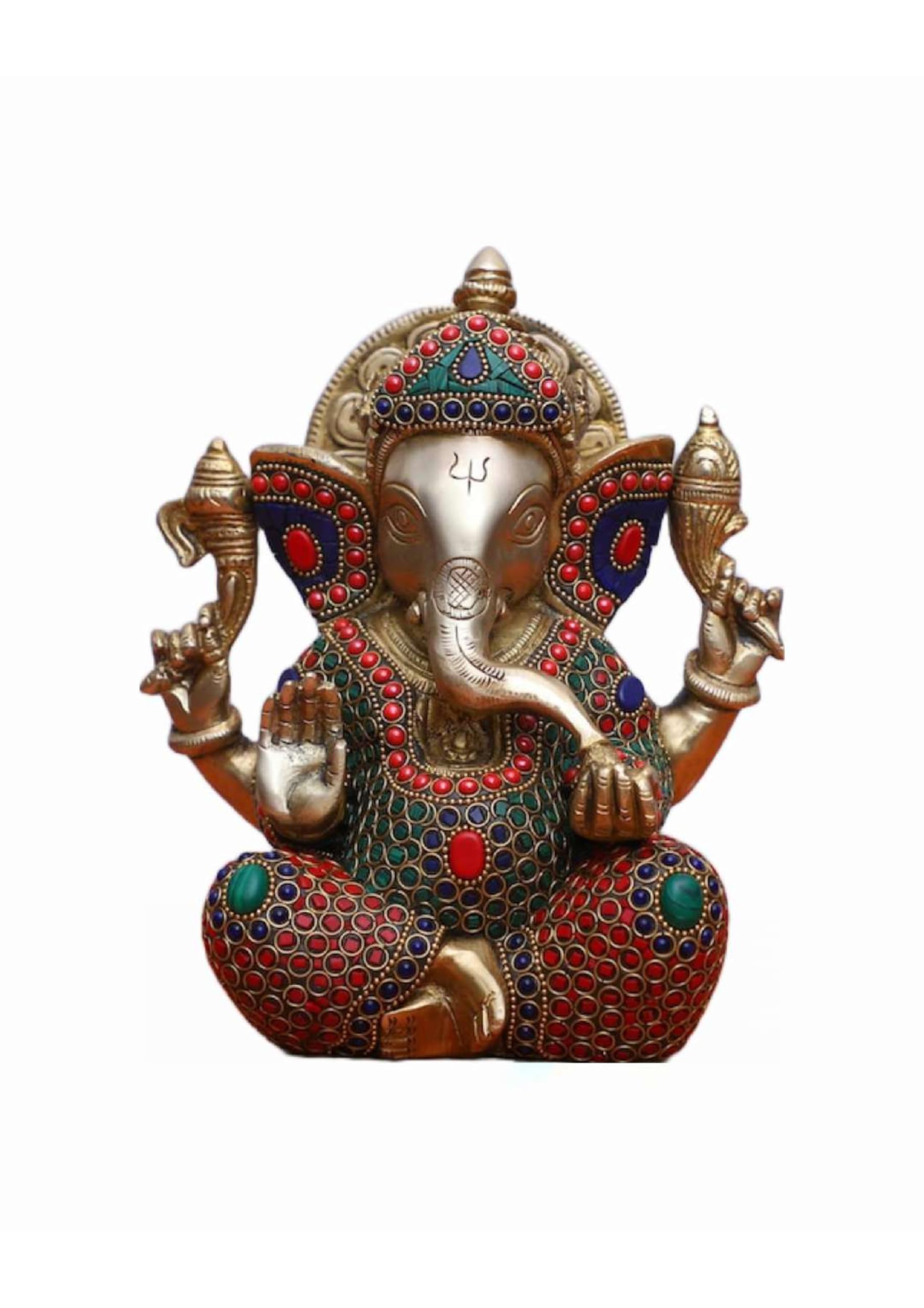 Rugdoll Brass Ganesha Statue- 21Cm Ganesh Statue In Brass
