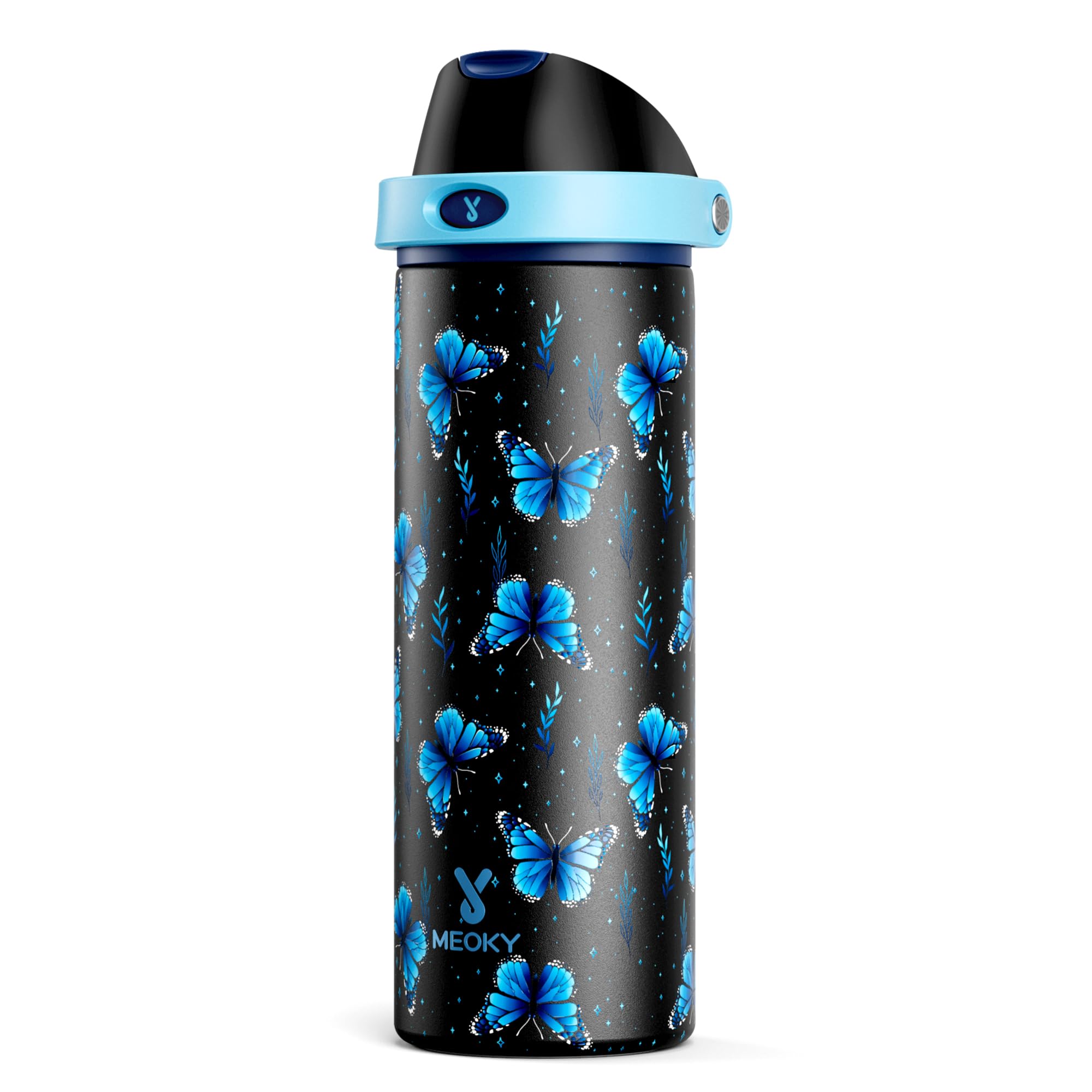 24 oz Insulated Water Bottle for Women: Meoky Glow in the Dark Water Bottle with 2-in-1 Straw and Spout Lid - Leak Proof, Cold f