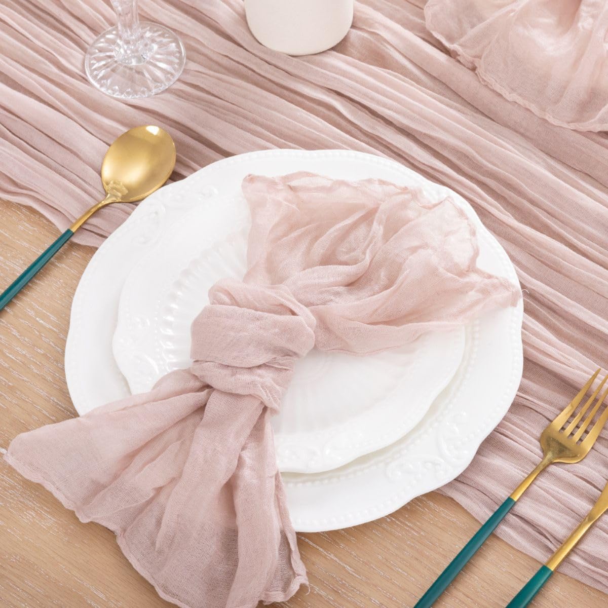 Mlmc Rustic Cheesecloth Napkins Set Of 24 Dusty Pink Gauze Cheese Cloth Napkins 21''X21'' Wrinkled Table Napkins In Bulk For Spr