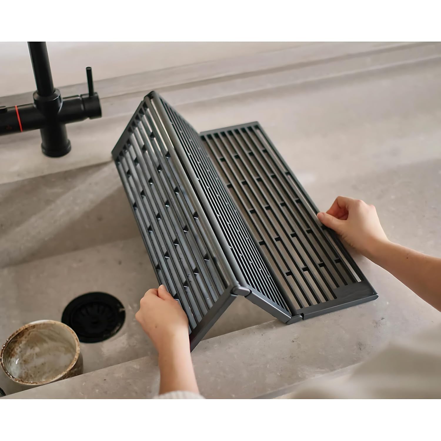 Divik Over Sink Foldable Dish Drying Rack  Compact & Collapsible Drainer For Plates, Bowls & Cups  HeatResistant, BpaFree, S