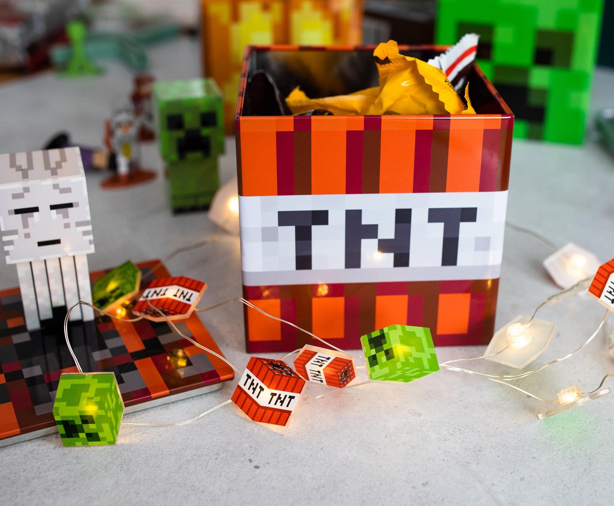 Minecraft Tnt 4-Inch Tin Storage Box Cube Organizer With Lid | Basket Container, Cubby Cube Closet Organizer, Home Decor Playroo