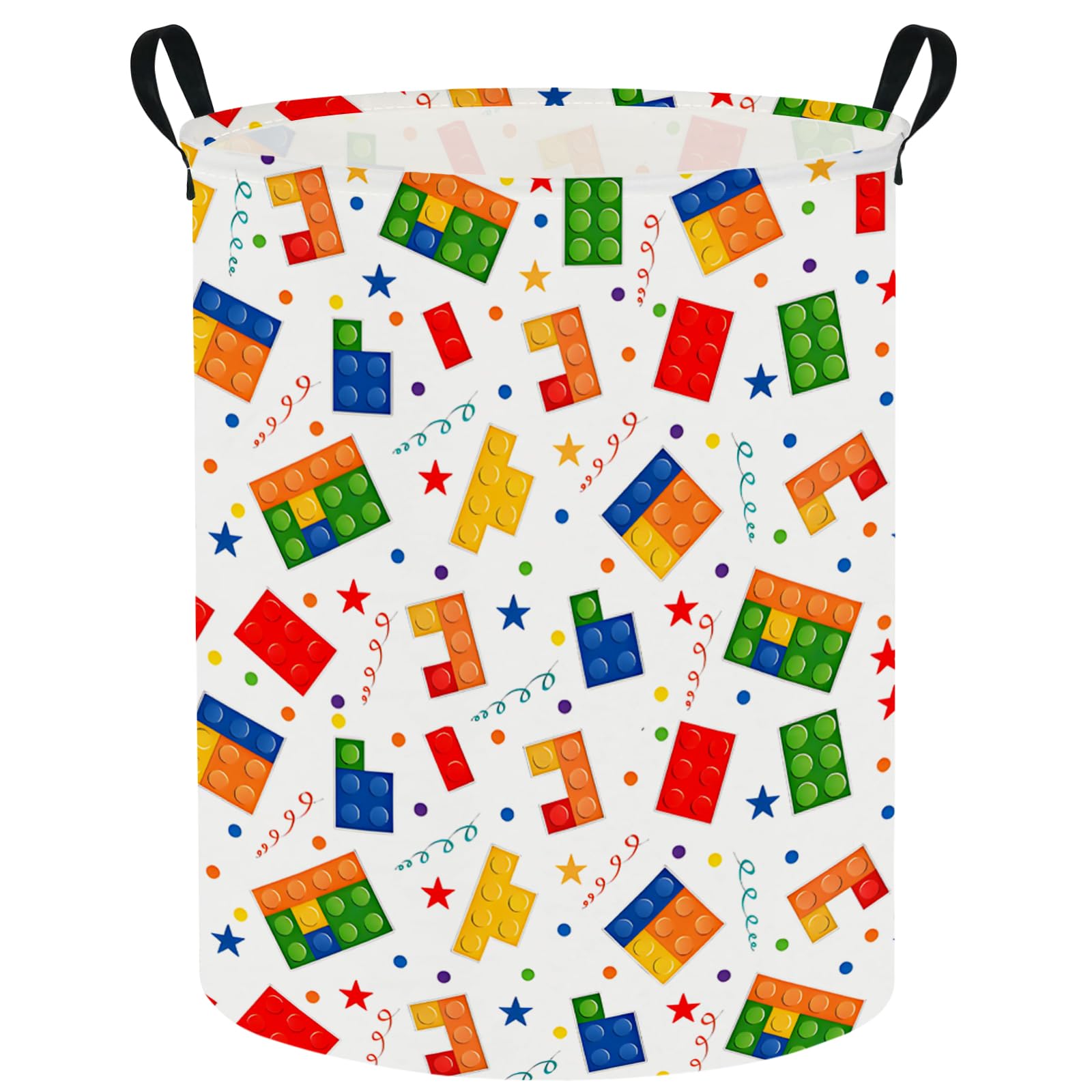 Asketam Fabric Laundry Basket Canvas Laundry Hamper For Dirty Clothes Toy Organizer Kid Nursery Room Decor Basket(Building Block