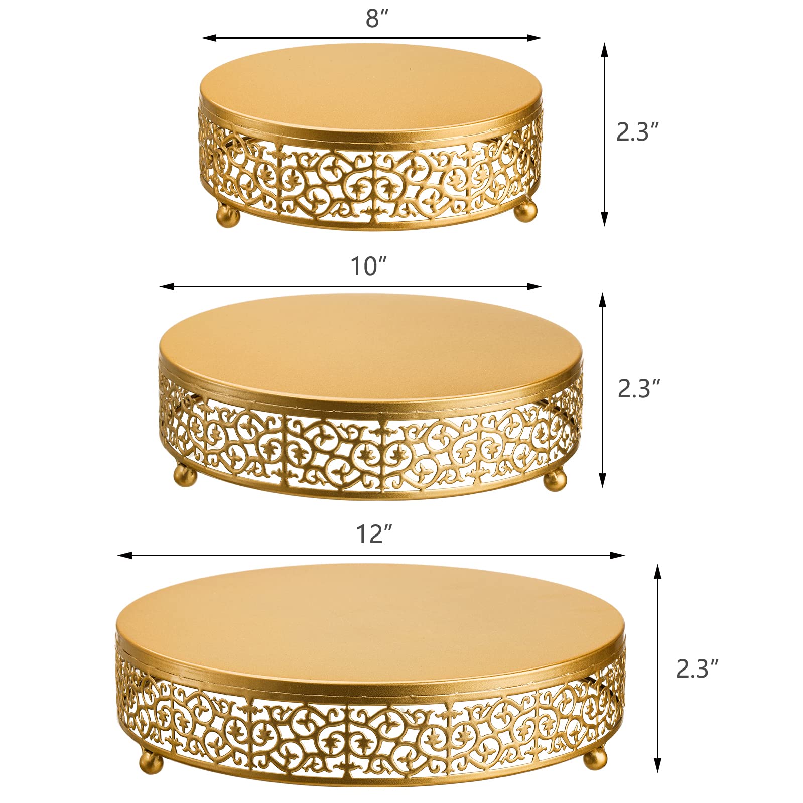 Hedume 3 Pack Cake Stands, Metal Cake Stands, Dessert Display Cupcake Stands, Cupcake Pastry Candy Display Plate For Wedding, Ev