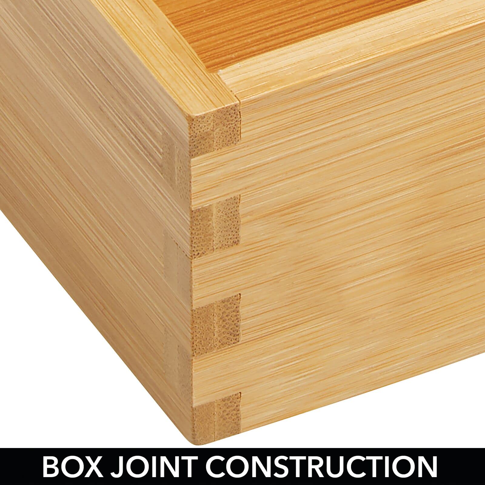 mDesign Bamboo Wood Kitchen Cabinet Drawer Organizer Tray Bins - Multipurpose - Use in Drawers  on Countertops  Shelves or in Pantry - Varied Sizes - Echo Collection - Set of 5 - Natural