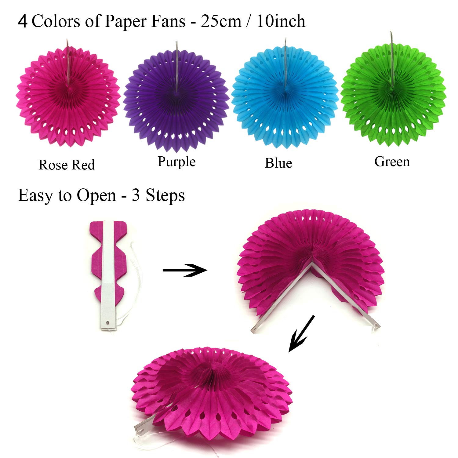 ZERODECO Birthday Decoration Set  Happy Birthday Banner Bunting with 4 Paper Fans Tissue 6 Paper Pom Poms Flower 10 Hanging Swirl and 20 Balloon for Birthday Party Decorations - Multicoloured