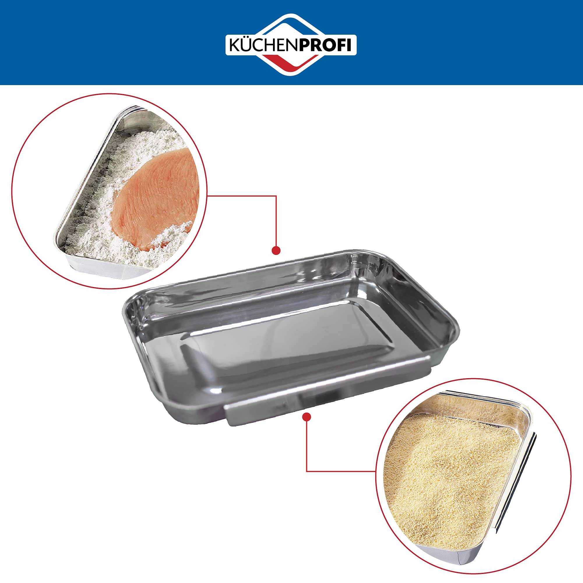 Kchenprofi Stainless Steel Breading Set, No Mess Linking, Overlapping Breading Trays, Set Of 3