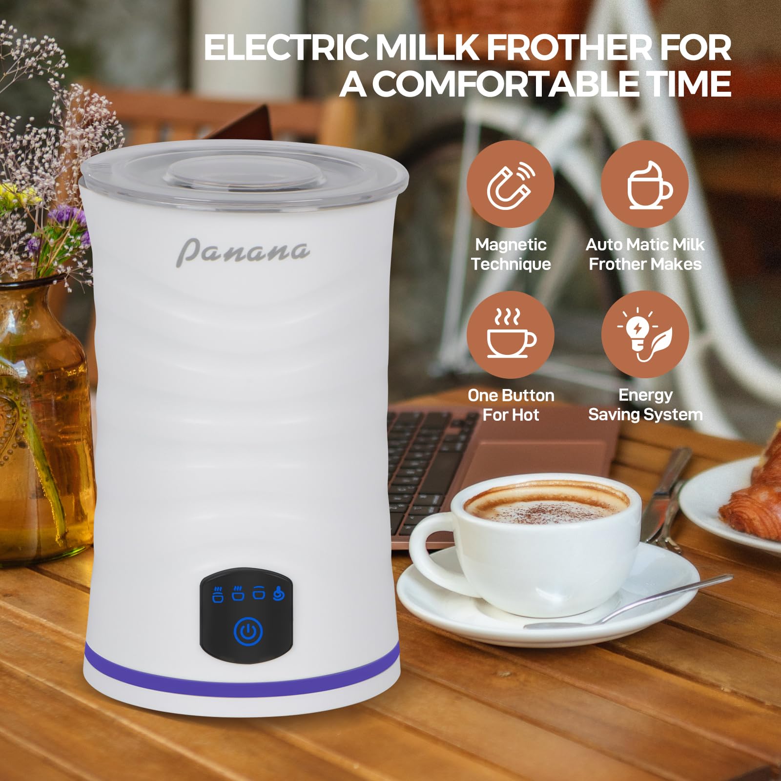 Electric Milk Frother, Automatic Milk Steamer, 4-In-1 Hot & Cold Foam Maker-8.4Oz/240Ml Milk Warmer For Latte, Cappuccinos, Sile