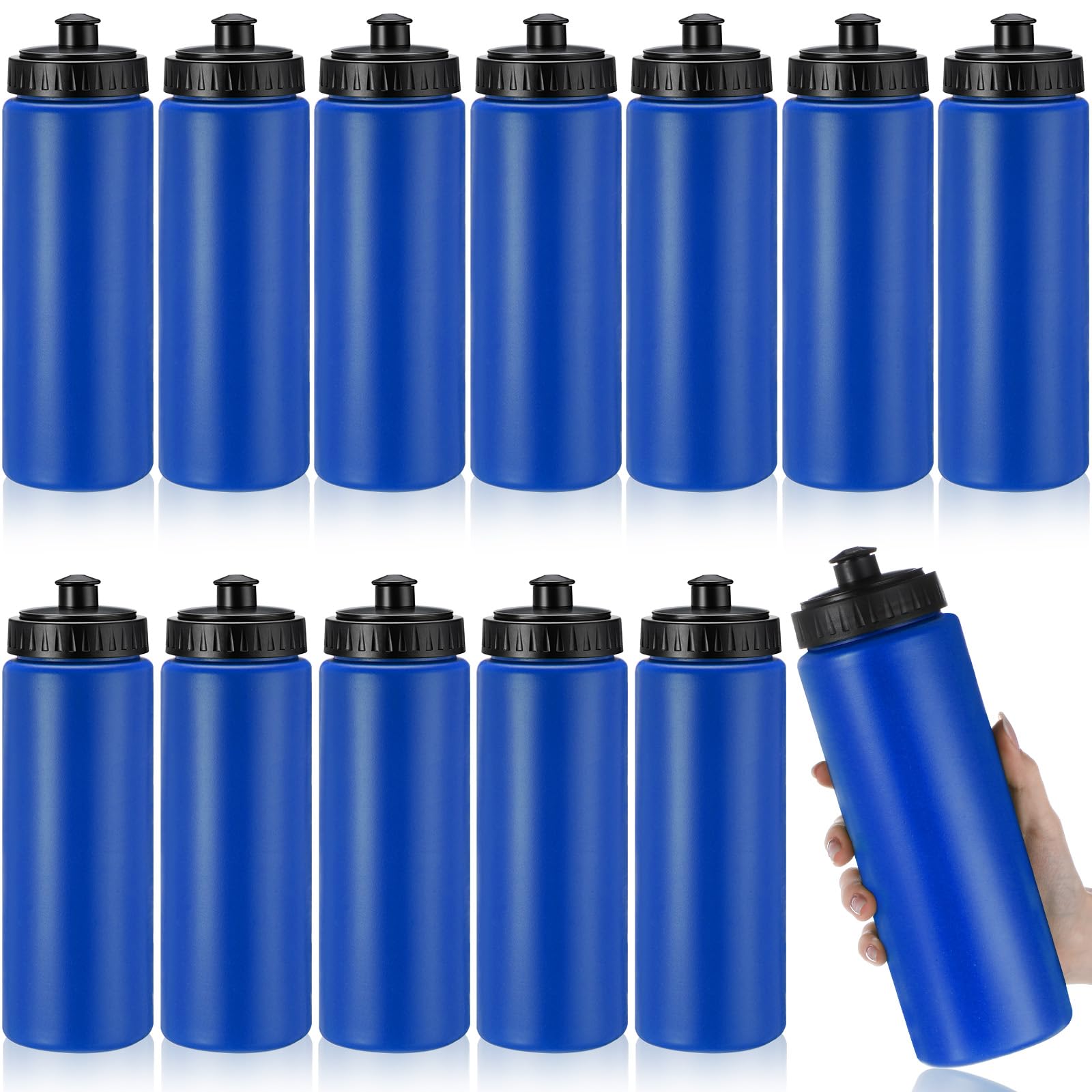 LemonRoad 12 Pack Squeeze Water Bottles Reusable 20 oz Plastic Sports Water Bottle with Pull Top Lid, Bike Cycling Gym Sport, Di