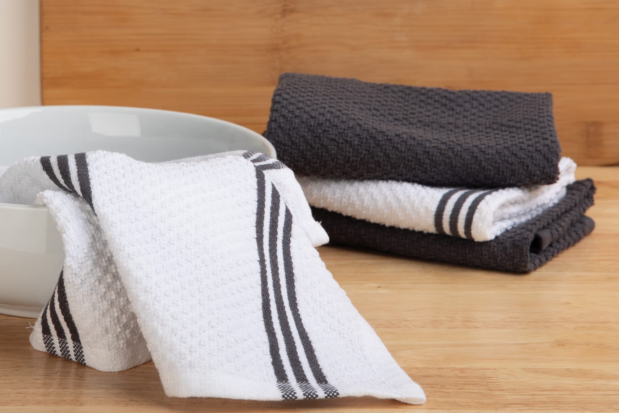 Sticky Toffee Cotton Kitchen Towels Dishcloths Set Of 8, Gray And White Tea Towels, Reusable And Absorbent Cleaning Cloths, Oeko