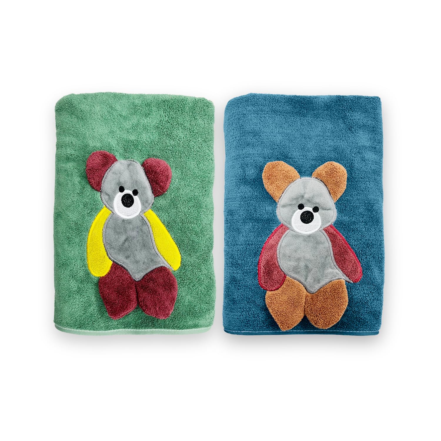 Maxoshine Microfiber Kids Bath Towel-Quick Drying Towels For Unisex Kids-Teddy Bear Print Baby Towel For Boys And Girls-70 X 140