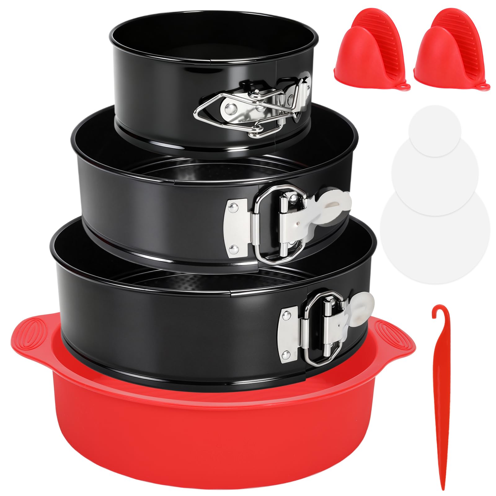 NIUDYBI G Springform Pan, 3PCS 4,7,9 Inch Cheesecake Pans with Removable Bottom & Leakproof Latch, Round Cake Molds for Baking.
