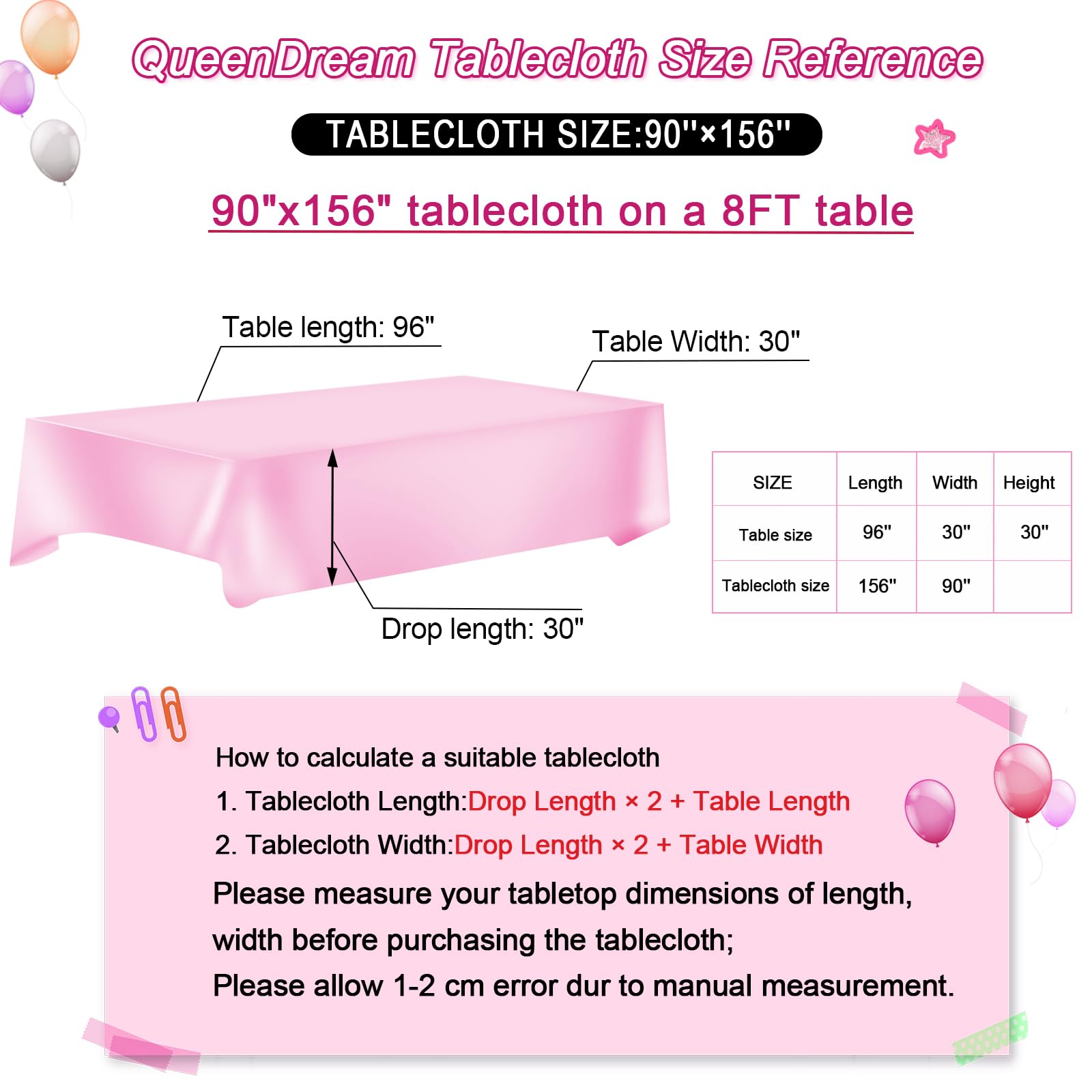 Queendream Hot Pink Wedding Sequin Tablecloth 90 X 156 Inch Rectangle Glitter Table Cloth For Birthday Party Baby Shower Decor