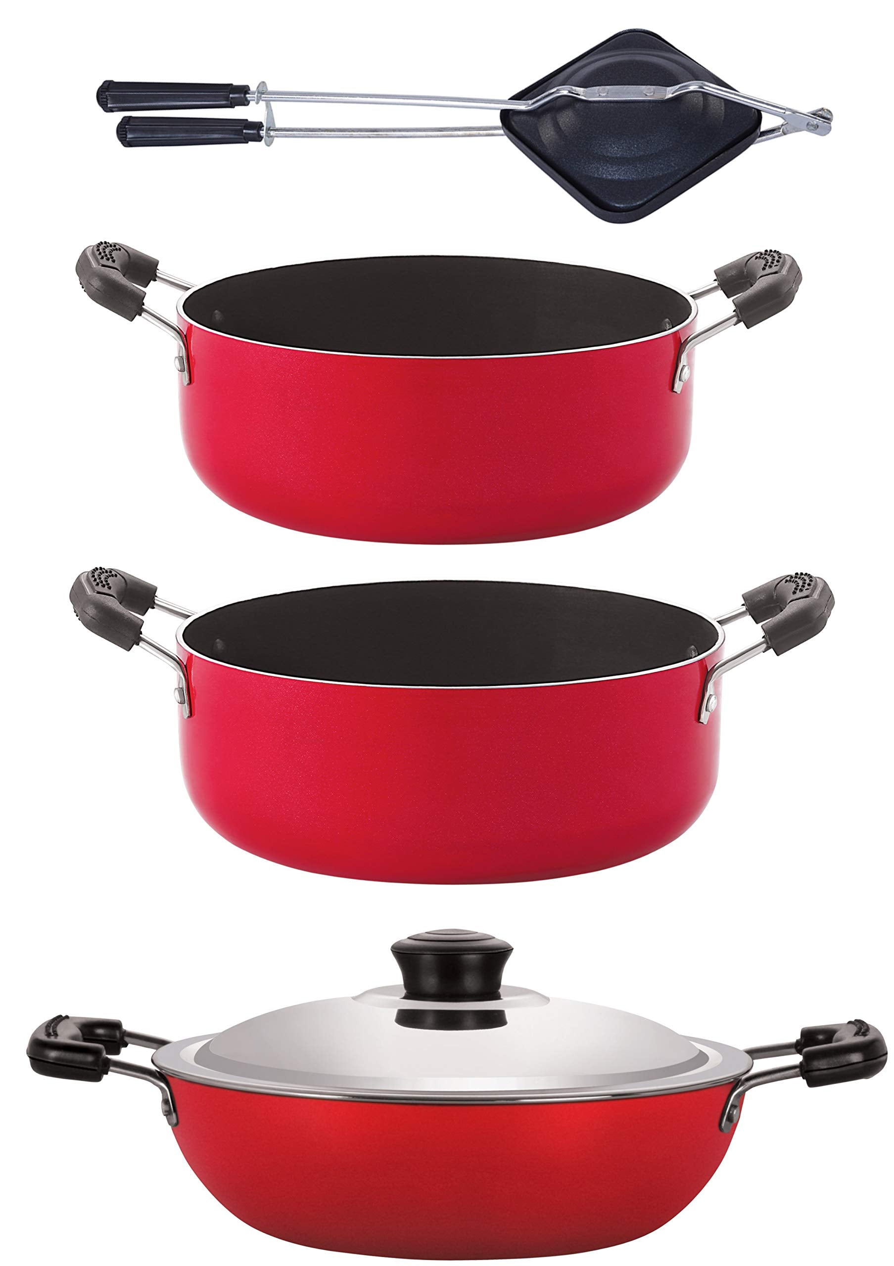 Nirlon Kitchen Accessories For Home Cooking Non Stick Pots And Pan Set Of 4Pcs (Dkd(B)_Cs26_Ht_Cs24)